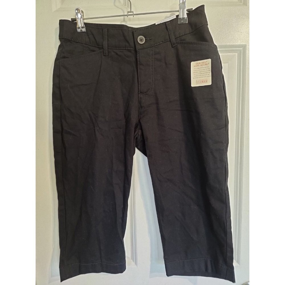 St. John's Bay Black‎ Mid Rise Capri Pants Secretly Slender (29x16) 6P NWT